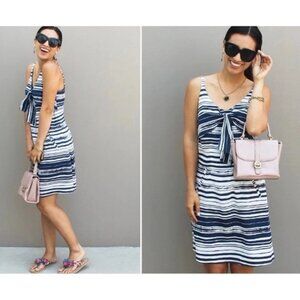 Cabi Knot Dress Blue White Striped Nautical Adjustable Tank Dress XL #5264